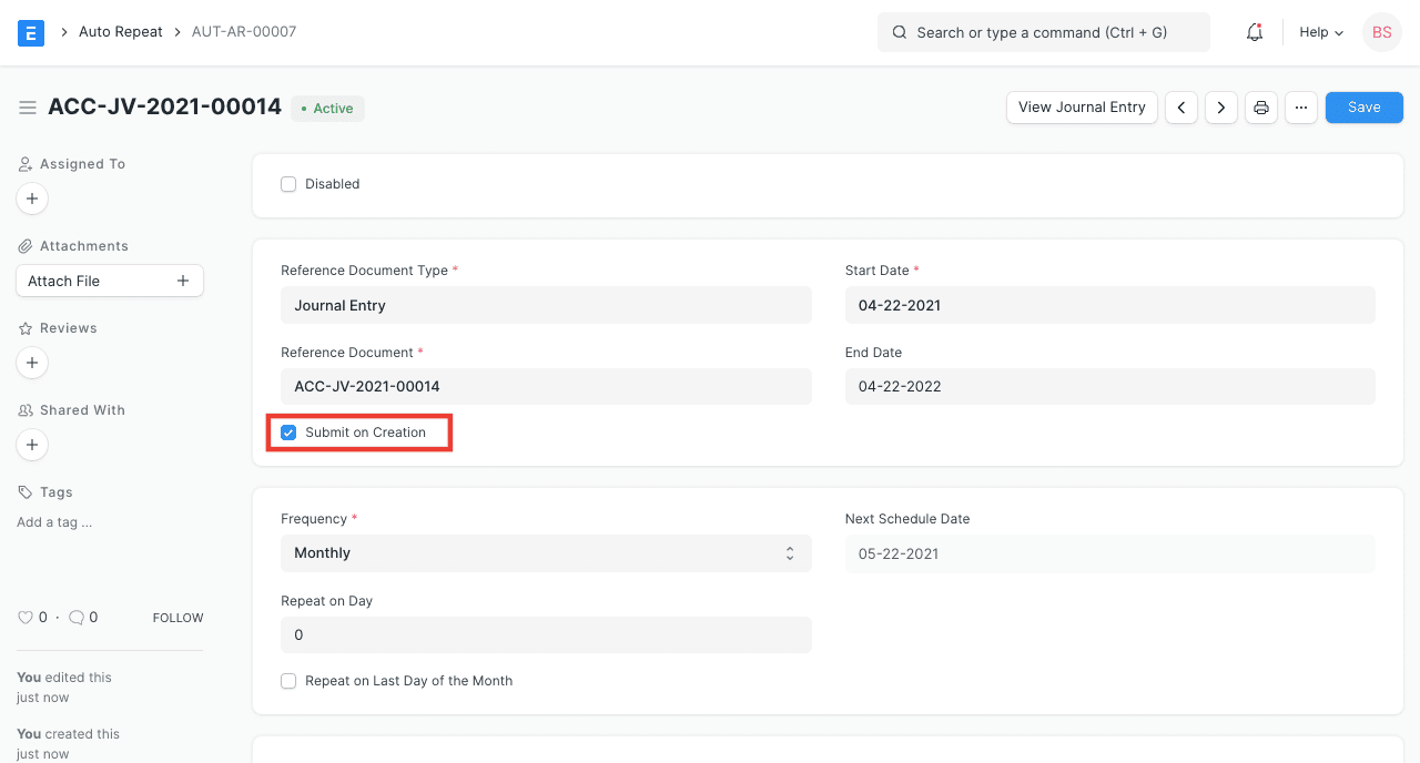 Auto Repeat Submit on Creation