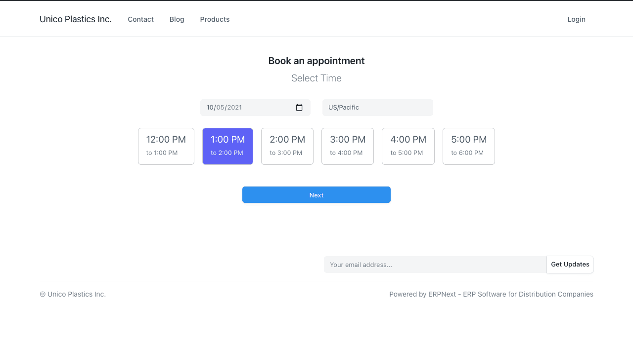 Biểu mẫu web cuộc hẹn