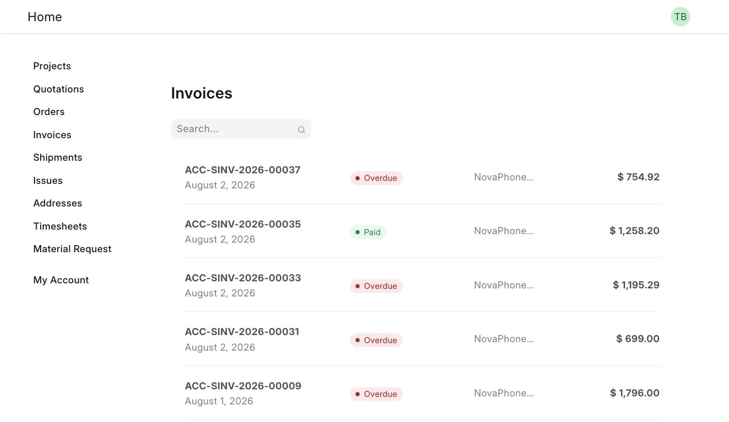 Hóa đơn trên cổng thông tin khách hàng