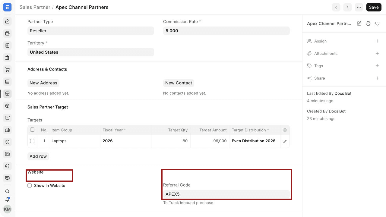 Cài đặt website và giới thiệu trên một đối tác bán hàng